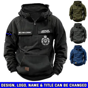 Personalized Australian Police Logo Austria Flag Custom Name American Retro Hooded Sweatshirt Printed VQ241483