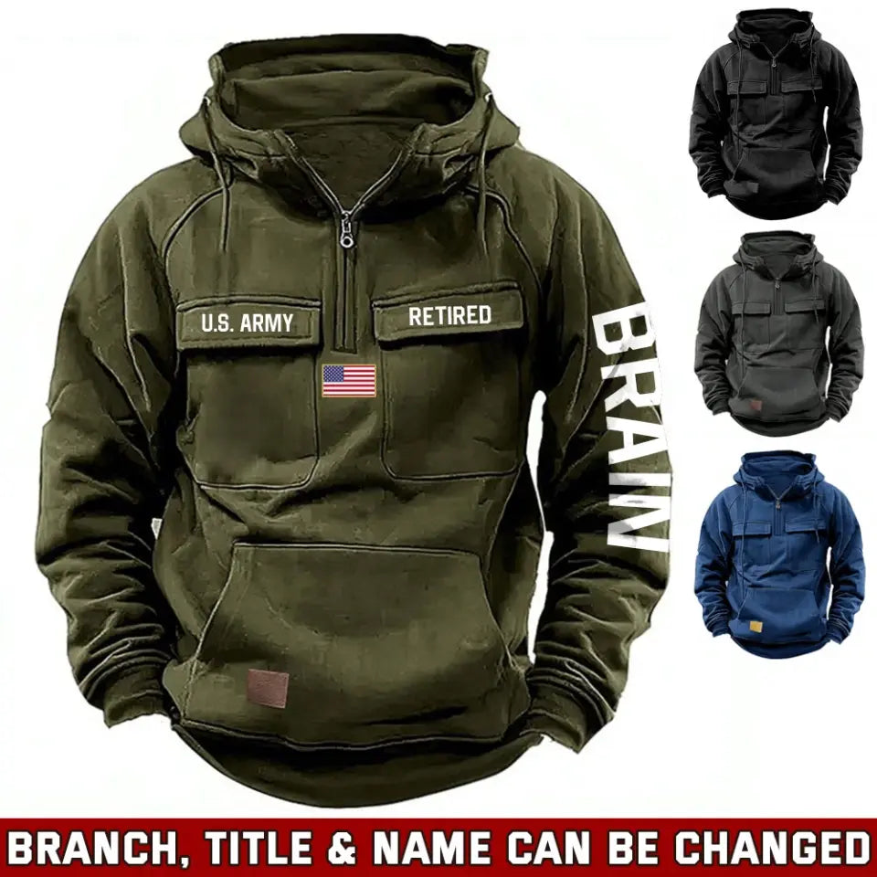 Personalized US Veteran Canada Flag American Retro Hooded Sweatshirt Printed QTVA241485
