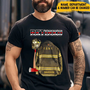 Personalized Retired US Firefighter Custom Department & Name T-shirt Printed LVA241497