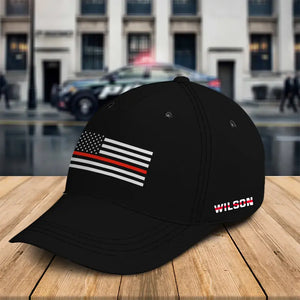 Personalized US Firefighter Red Line Custom Name Cap 2D Printed QTKH241496