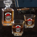 Personalized UK Veteran Skull Logo Custom Name & Time Decanter Set With Glasses Printed AHVA241491