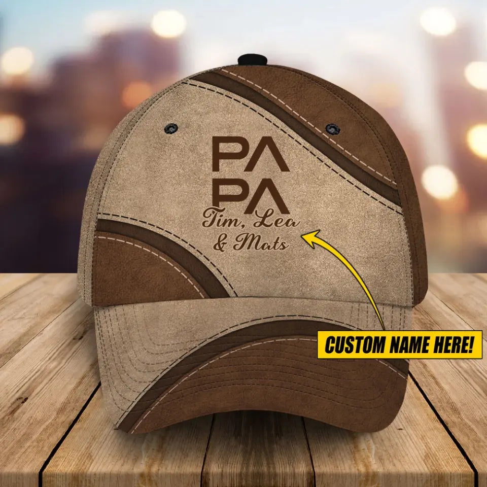 Personalized Papa Daddy Custom Name Happy Father's Day Cap 3D Printed LVA241506