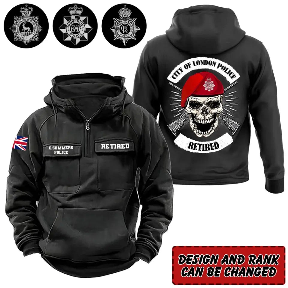 Personalized UK Police Branch Logo Custom Name American Retro Hooded Sweatshirt Printed HN241510