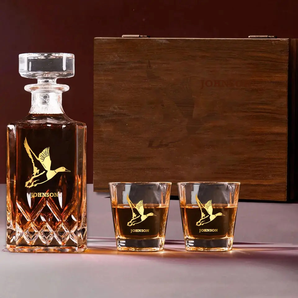 Personalized Duck Hunting Goose Hunting Custom Name Decanter Set With Glasses Printed VQ241512