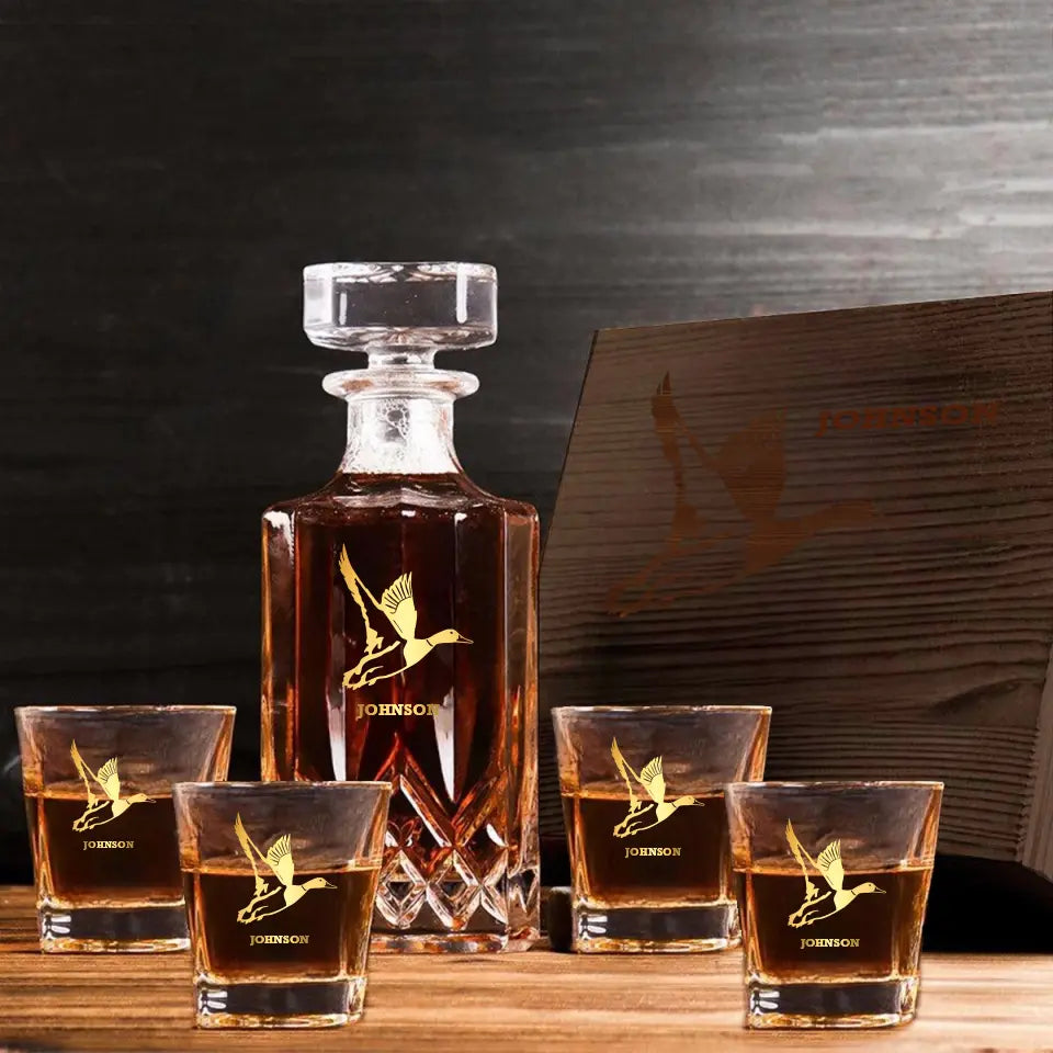 Personalized Duck Hunting Goose Hunting Custom Name Decanter Set With Glasses Printed VQ241512
