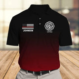 Personalized US Firefighter Flag Thin Red Line Custom Name Polo Shirt Printed QTVQ241511