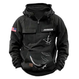 Personalized US Flag Fishing Custom Name American Retro Hooded Sweatshirt Printed HN241518