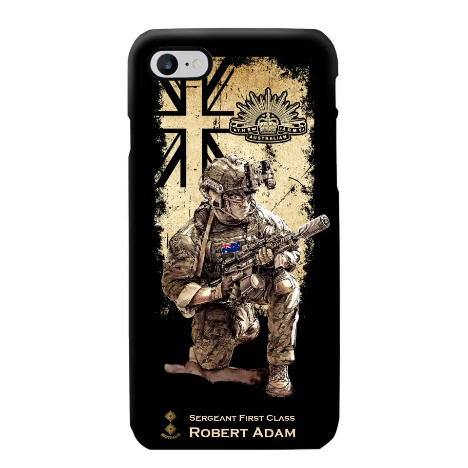 Personalized Australian Veteran Logo Custom Name & Rank Gold Phonecase Printed LVA241528