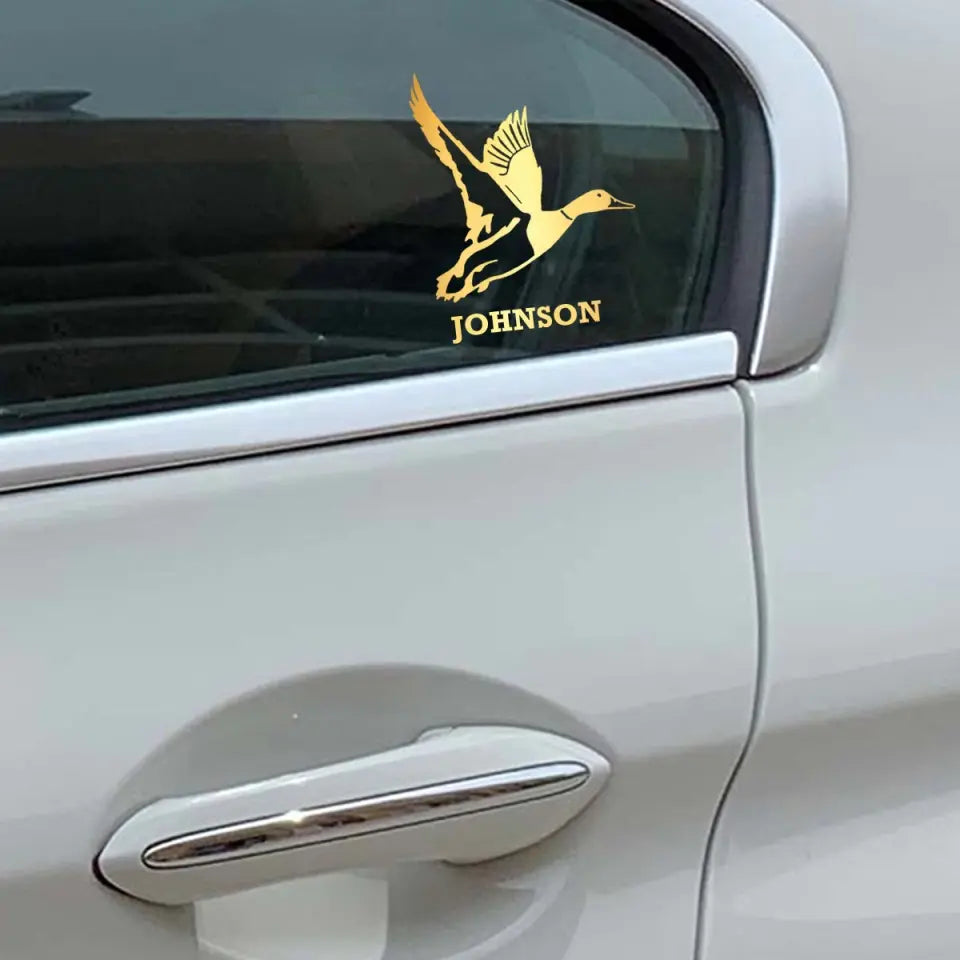 Personalized Duck Hunting Duck Flying Custom Name Decal Printed VQ241531