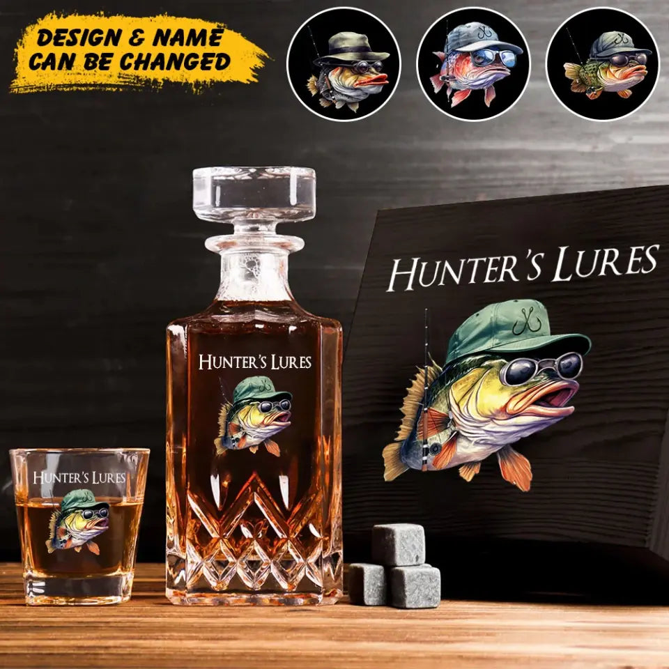 Personalized Fishing Fisherman Gift For Him Decanter set with glasses Printed HN241539