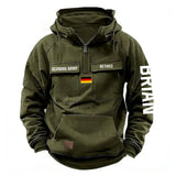 Personalized German Army Veteran Custom Name American Retro Hooded Sweatshirt Printed QTVA241542