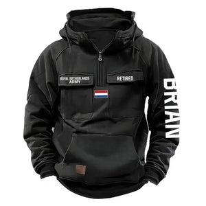 Personalized Netherlands Army Veteran Custom Name American Retro Hooded Sweatshirt Printed QTVA241542