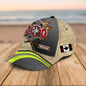 Personalized Canadian Firefighter Logo Custom Name Cap 3D Printed AHHN241543