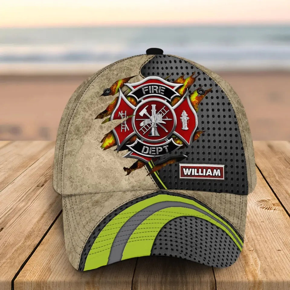 Personalized US Firefighter Logo Custom Name Cap 3D Printed AHHN241543