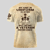 Personalized My Time In Uniform Is Over But Being A Veteran Never Ends Canadian Veteran T-shirt Printed AHVA241524