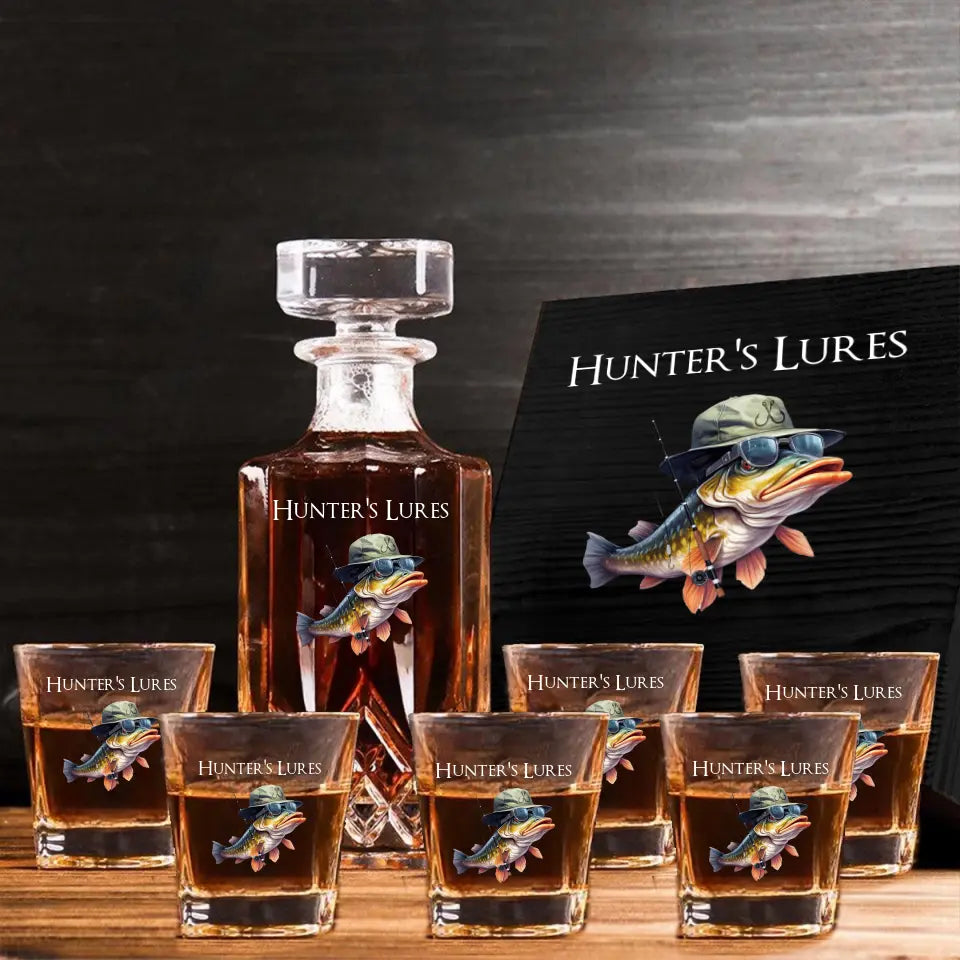Personalized Fishing Fisherman Gift For Him Decanter set with glasses Printed HN241539