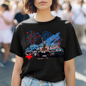 Personalized US Jeep Girl Custom Name Independence Day 4th July Gift T-shirt Printed HN241560