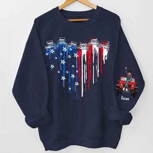 Personalized Jeep Heart US Jeep Girl Custom Name Independence Day 4th July Sweatshirt Printed HN241561