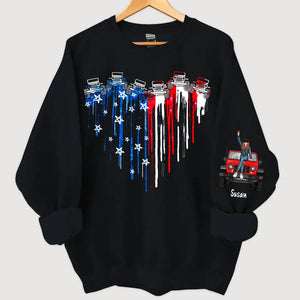 Personalized Jeep Heart US Jeep Girl Custom Name Independence Day 4th July Sweatshirt Printed HN241561