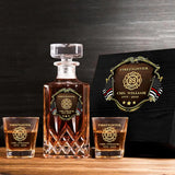 Personalized US Firefighter Logo Custom Name & Time Decanter Set With Glasses Printed AHVA251558