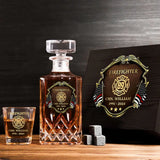 Personalized US Firefighter Logo Custom Name & Time Decanter Set With Glasses Printed AHVA251558