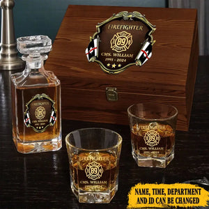 Personalized Canadian Firefighter Logo Custom Name & Time Decanter Set With Glasses Printed AHVA251558