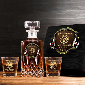 Personalized Canadian Firefighter Logo Custom Name & Time Decanter Set With Glasses Printed AHVA251558