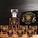 Personalized Canadian Firefighter Logo Custom Name & Time Decanter Set With Glasses Printed AHVA251558