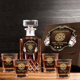 Personalized Australian Firefighter Logo Custom Name & Time Decanter Set With Glasses Printed AHVA251558