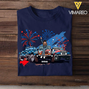 Personalized US Jeep Girl Custom Name Independence Day 4th July Gift T-shirt Printed HN241560