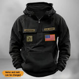 Personalized US Army Veteran Rank Camo & Name American Retro Hooded Sweatshirt Printed QTKH241581