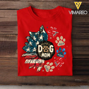 Personalized Dog Mom US Flag Sunflower Dog Paws Independence Day 4th July Gift T-shirt Printed HN241582