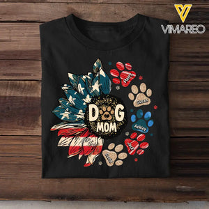 Personalized Dog Mom US Flag Sunflower Dog Paws Independence Day 4th July Gift T-shirt Printed HN241582