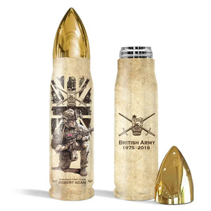 Personalized UK Veteran Custom Rank & Name Bullet Tumbler Printed AHVA241456