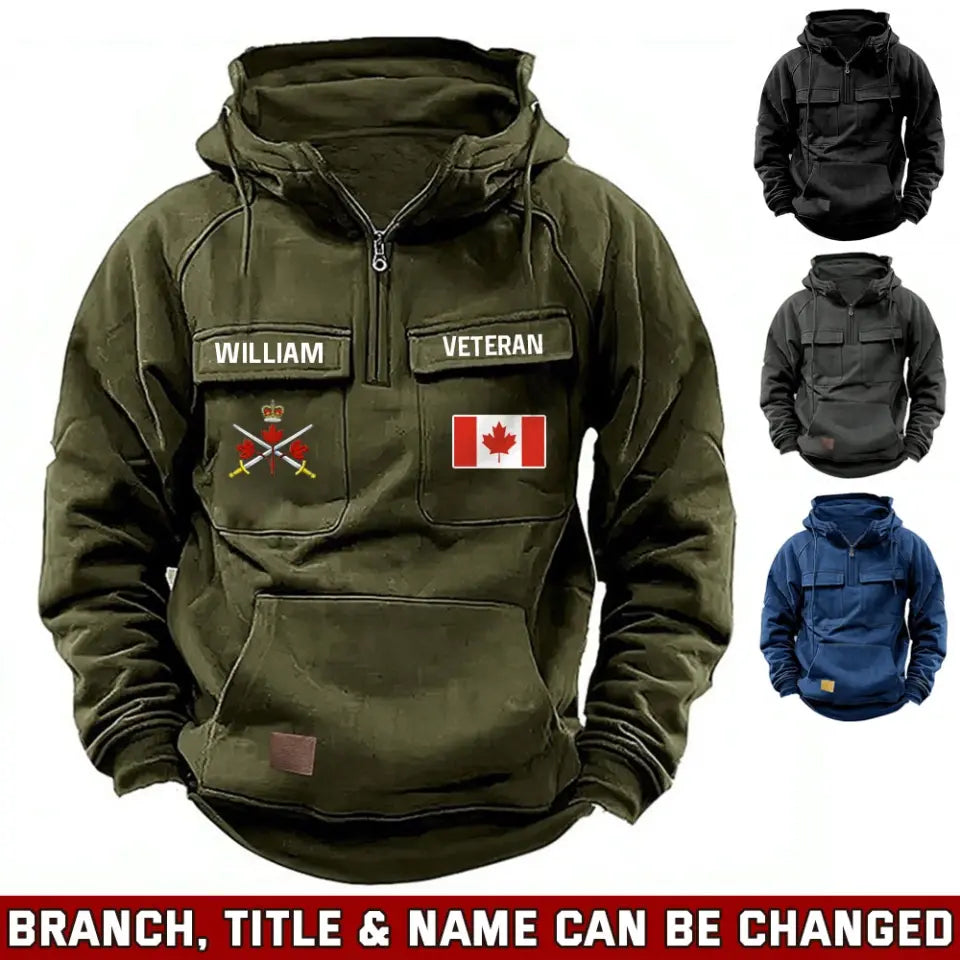 Personalized Canadian Veteran Logo Australia Flag Custom Name American Retro Hooded Sweatshirt Printed QTVA241596