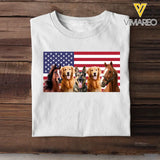 Personalized Upload Your Photo Horse & Dog US Flag Independence Day 4th July Gift T-shirt Printed HN241600