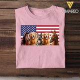 Personalized Upload Your Photo Horse & Dog US Flag Independence Day 4th July Gift T-shirt Printed HN241600