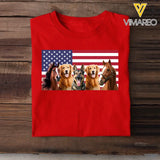 Personalized Upload Your Photo Horse & Dog US Flag Independence Day 4th July Gift T-shirt Printed HN241600