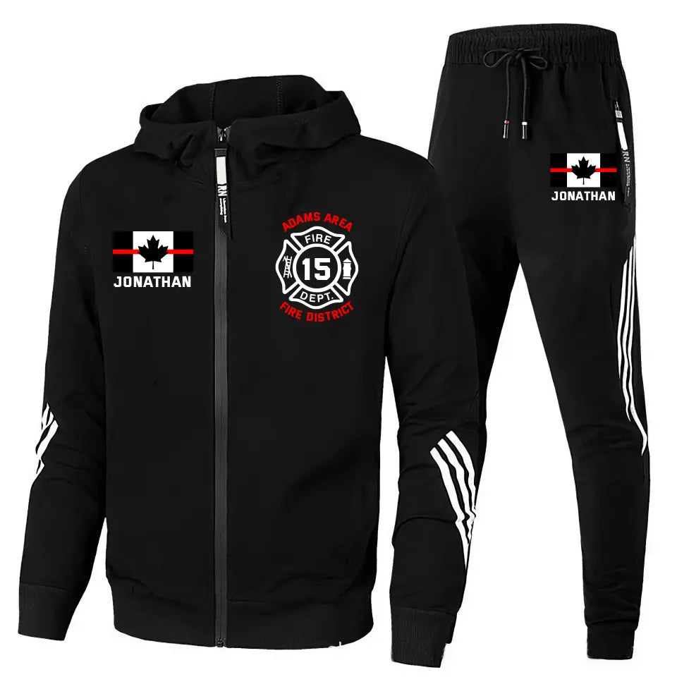 Personalized Canadian Firefighter Logo Custom Name, Department & ID 2D Set Tracksuit Hooded Sweatshirt & Pants Printed KVH241623