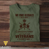 Personalized We Owe Illegals Nothing We Owe Our Veterans Everything Canadian Army Veteran T-shirt Printed AHVA241625