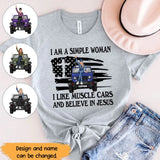 Personalized I Am A Simple Woman I Like Muscle Cars And Believe In Jesus Jeep Girl T-shirt Printed AHHN241630