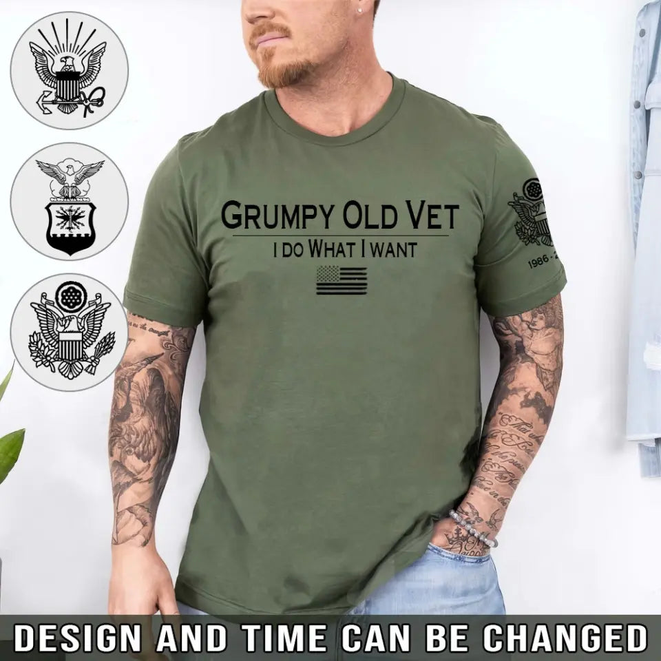 Personalized Grumpy Old Vet I Do What I Want US Veteran T-shirt Printed QTHN241633