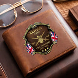 Personalized British Army Veteran Rank Gold Custom Name & Time Leather Wallet AHHN241611