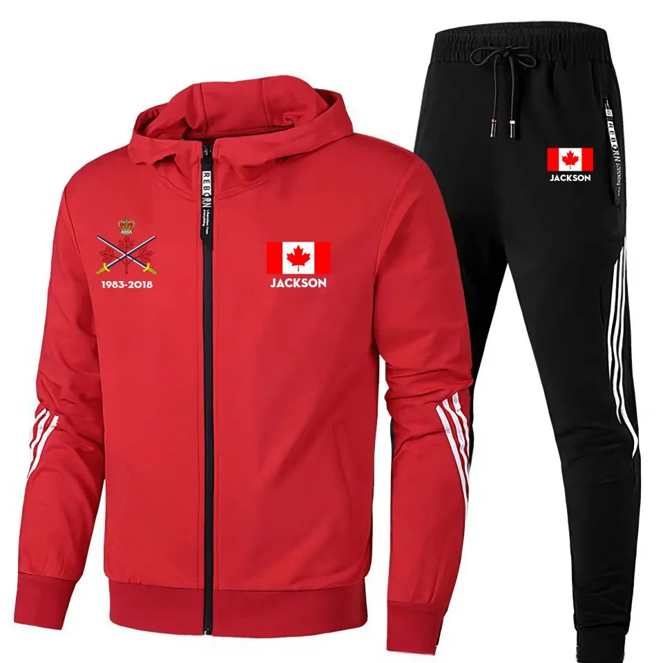 Personalized Canadian Veteran Branch Logo & Name 2D Set Tracksuit Hooded Sweatshirt & Pants Printed VQ241638