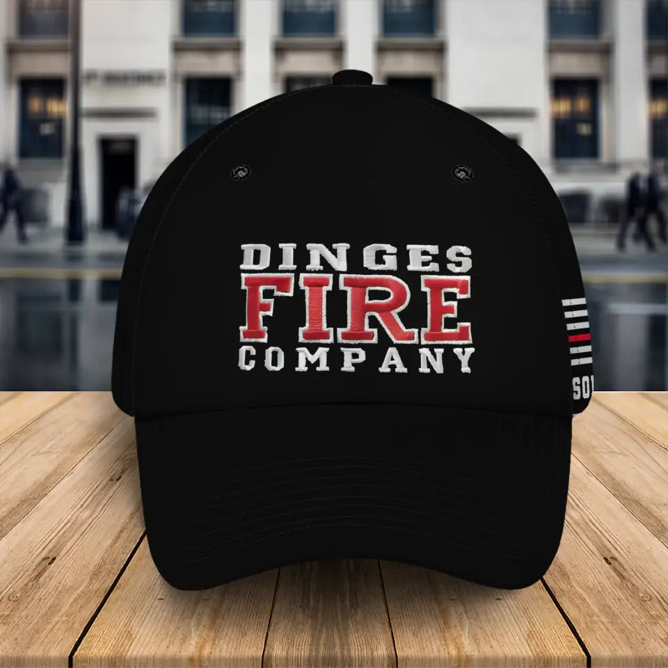 Personalized Dinges Fire Company US Firefighter Custom Name Black Cap 2D Printed QTKH241670