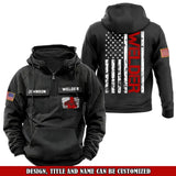 Personalized US Flag Welder Working Custom Name American Retro Hooded Sweatshirt Printed VQ241671