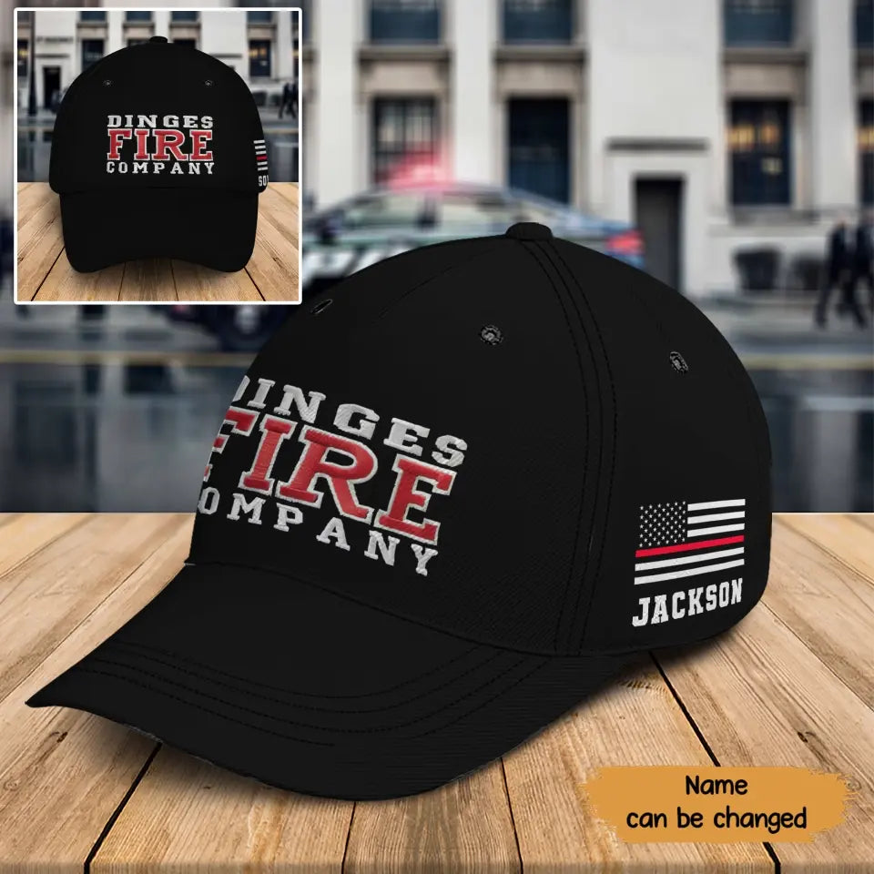 Personalized Dinges Fire Company US Firefighter Custom Name Black Cap 2D Printed QTKH241670