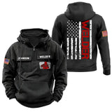 Personalized US Flag Welder Working Custom Name American Retro Hooded Sweatshirt Printed VQ241671