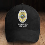 Personalized US Police Badge & Service Time Black Cap 2D Printed KVH241674