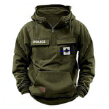 Personalized Canadian Police Flag Thin Blue Line American Retro Hooded Sweatshirt Printed QTKH241686
